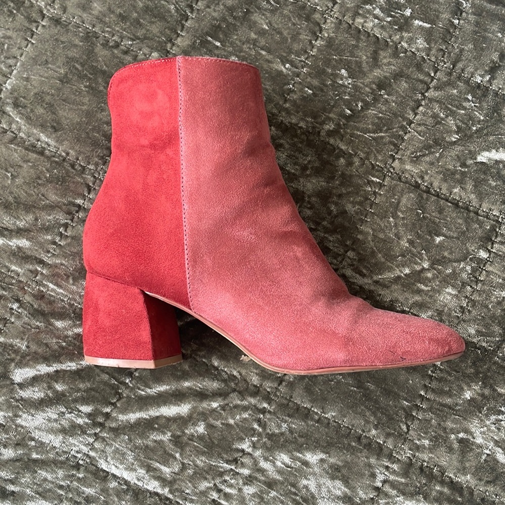 Color block burgundy Chinese laundry ankle boots